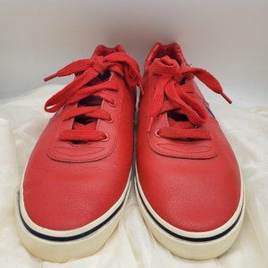 PRE-OWNED Polo Ralph Lauren Leather Hanford Sneakers, Color: Red, Size 1…